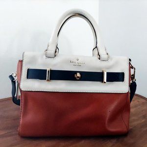 Rare Kate Spade New York Brown Black White Colorblock White Satchel